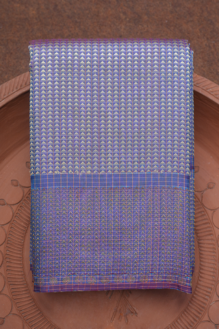 Triangle Design Berry Blue Kanchipuram Silk Saree