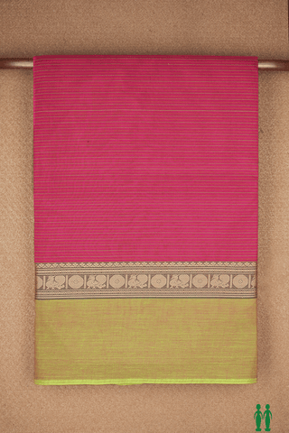Allover Stripes Design Dark Pink Nine Yards Cotton Saree
