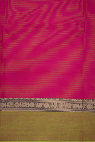 Allover Stripes Design Dark Pink Nine Yards Cotton Saree