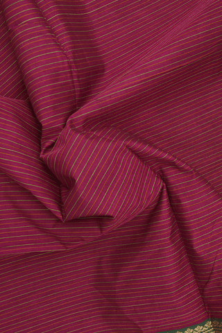 Allover Stripes Design Hibiscus Red Nine Yards Cotton Saree