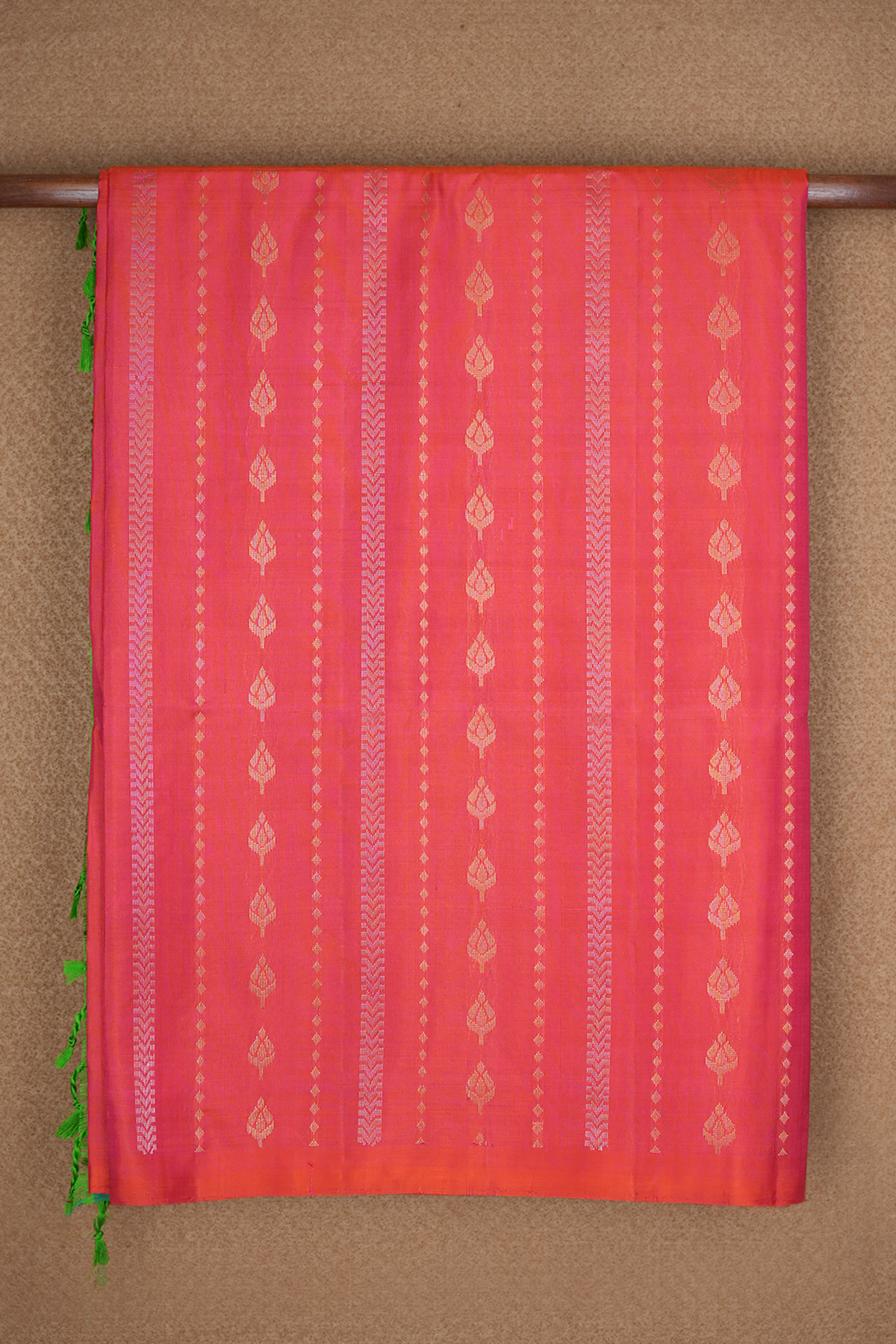 Allover Stripes Design Hot Pink Soft Silk Saree