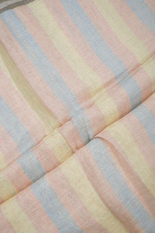 Allover Stripes Design Multicolor Linen Saree