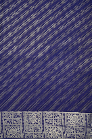 Allover Stripes Design Navy Blue Mysore Silk Saree