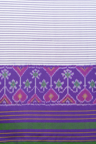 Allover Stripes Design Off White Patola Silk Saree