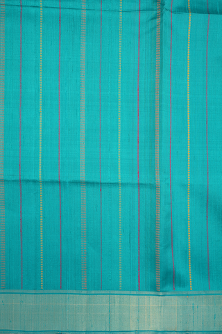 Allover Stripes Design Ramar Blue Raw Silk Saree