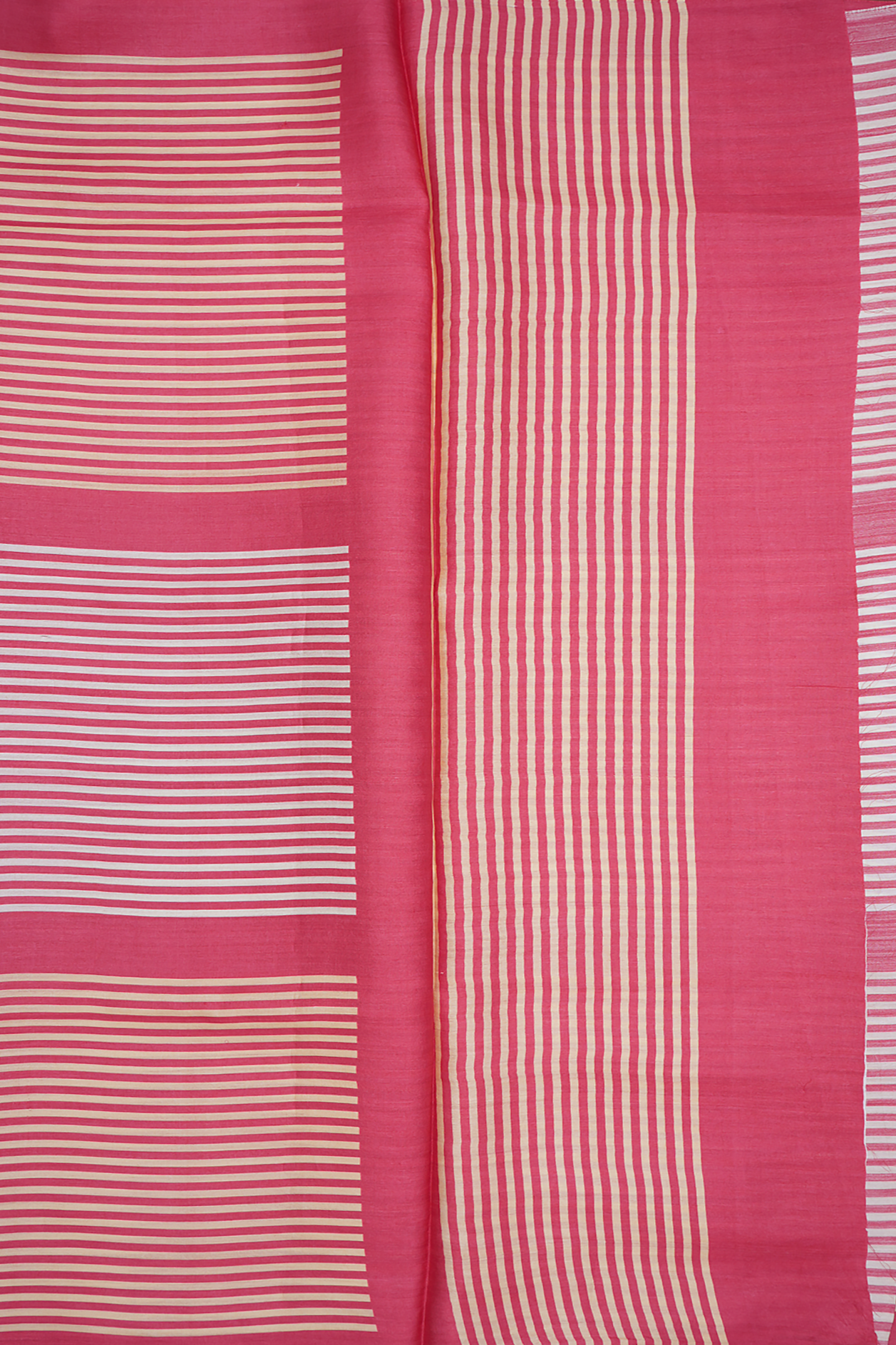 Allover Stripes Design Red And Tan Tussar Silk Saree