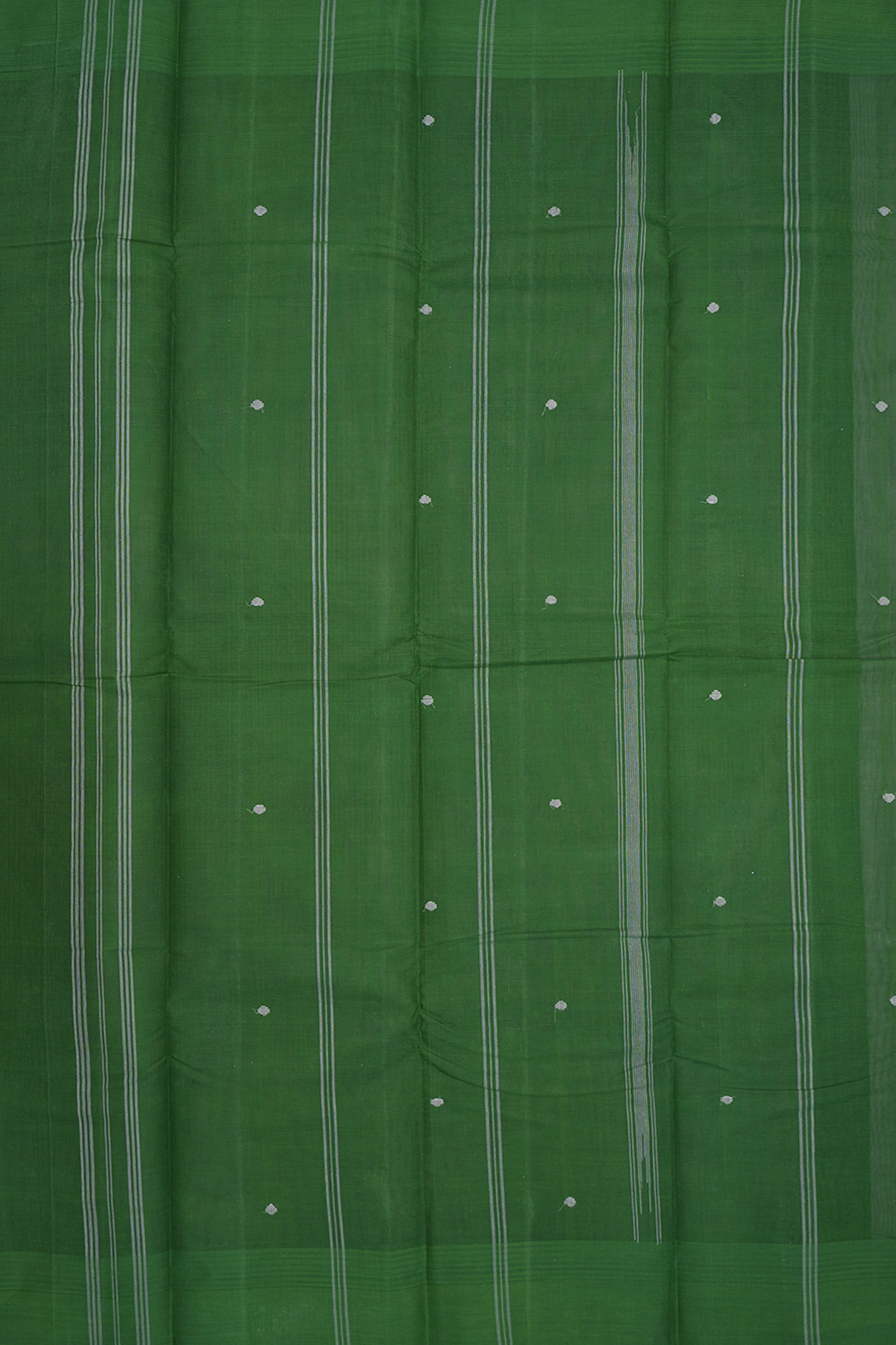 Allover Threadwork Buttas Green Beige Kanchi Cotton Saree