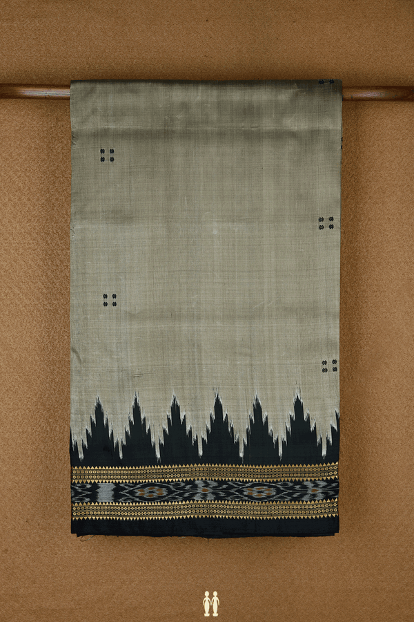 Allover Threadwork Buttis Khaki Odisha Silk Saree