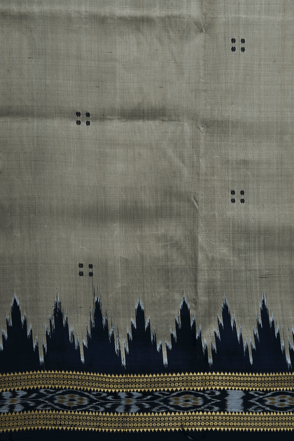 Allover Threadwork Buttis Khaki Odisha Silk Saree