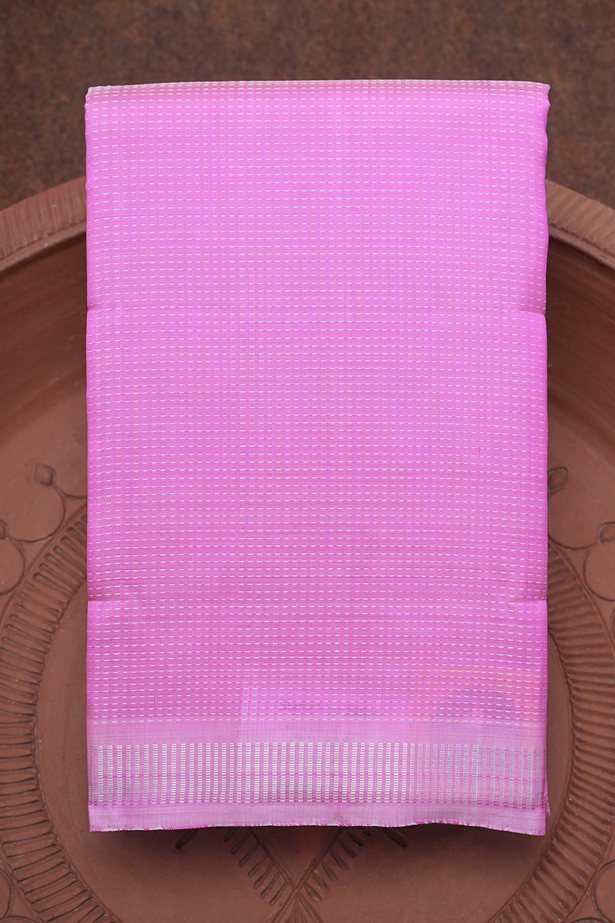 Threadwork Stripes Rose Pink Kanchipuram Silk Saree