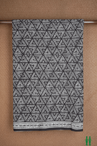 Geometric Printed Design Black Jaipur Cotton Saree