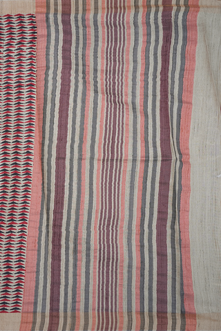 Allover Triangle Printed Multicolor Tussar Silk Saree