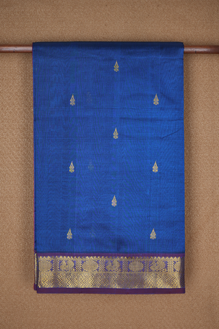 Allover Zari Buttas Indigo Blue Traditional Silk Cotton Saree