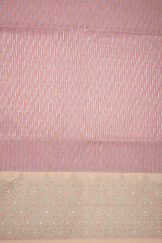 Allover Zari Design Pastel Pink Semi Banarasi Silk Saree