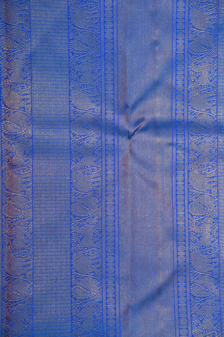 Animal Border With Thread Work Paisley Design Azure Blue Kanchipuram Silk Saree