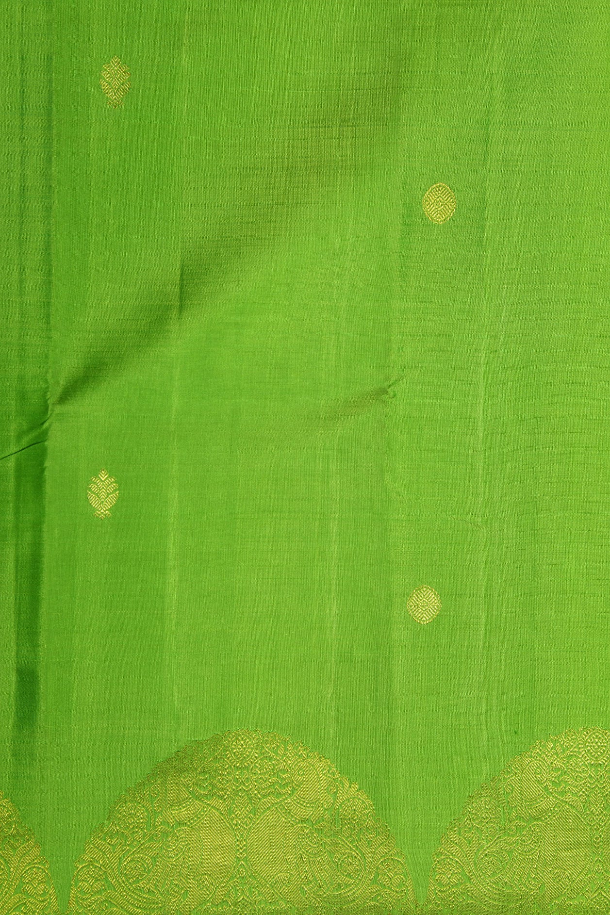 Fancy Zari Border With Floral Buttas Pear Green Kanchipuram Silk Saree