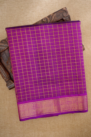Arai Madam Border Purple Kanchipuram Nine Yards Silk Saree