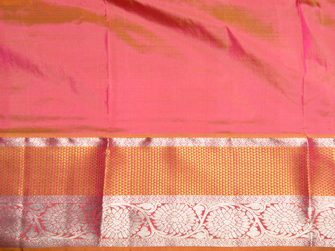 Arai Madam Border With Peacock And Thoranam Butta Purple Kanchipuram Silk Unstitched Pavadai Sattai Material