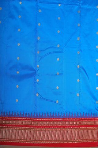 Arai Madam Border With Zari Dots Ramar Blue Kanchipuram Silk Saree