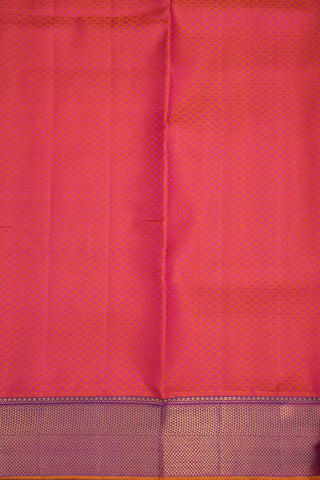 Arai Madam Border Coral Pink Kanchipuram Nine Yards Silk Saree