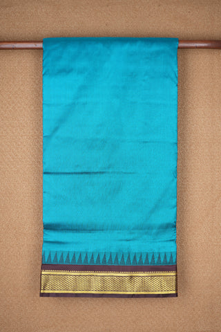 Arai Madam Border Sky Blue Kanchipuram Nine Yards Silk Saree