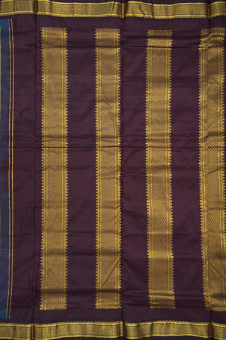 Arai Madam Border Sky Blue Kanchipuram Nine Yards Silk Saree