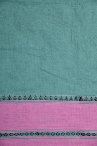Temple Border Teal Green Bengal Cotton Saree