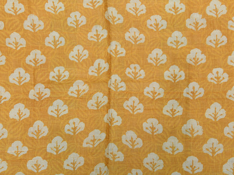 Floral Printed Mustard Tussar Silk Unstitched Blouse Material