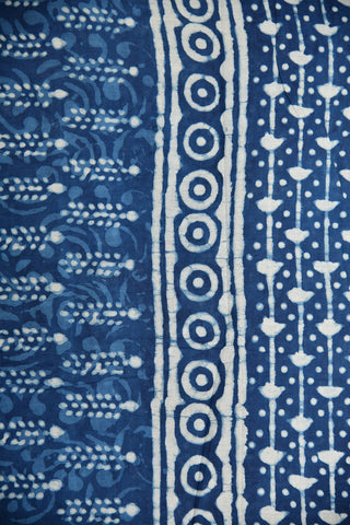 Bagru Printed Indigo Blue Hyderabad Cotton Saree