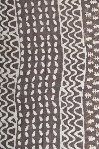Bagru Printed Taupe Grey Hyderabad Cotton Saree