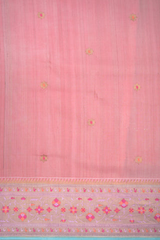 Gold Zari Star Motifs Lemonade Pink Banaras Silk Saree