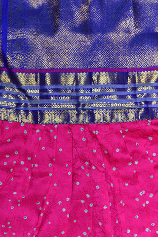 Bandhani Design Magenta And Royal Blue Pavadai Sattai