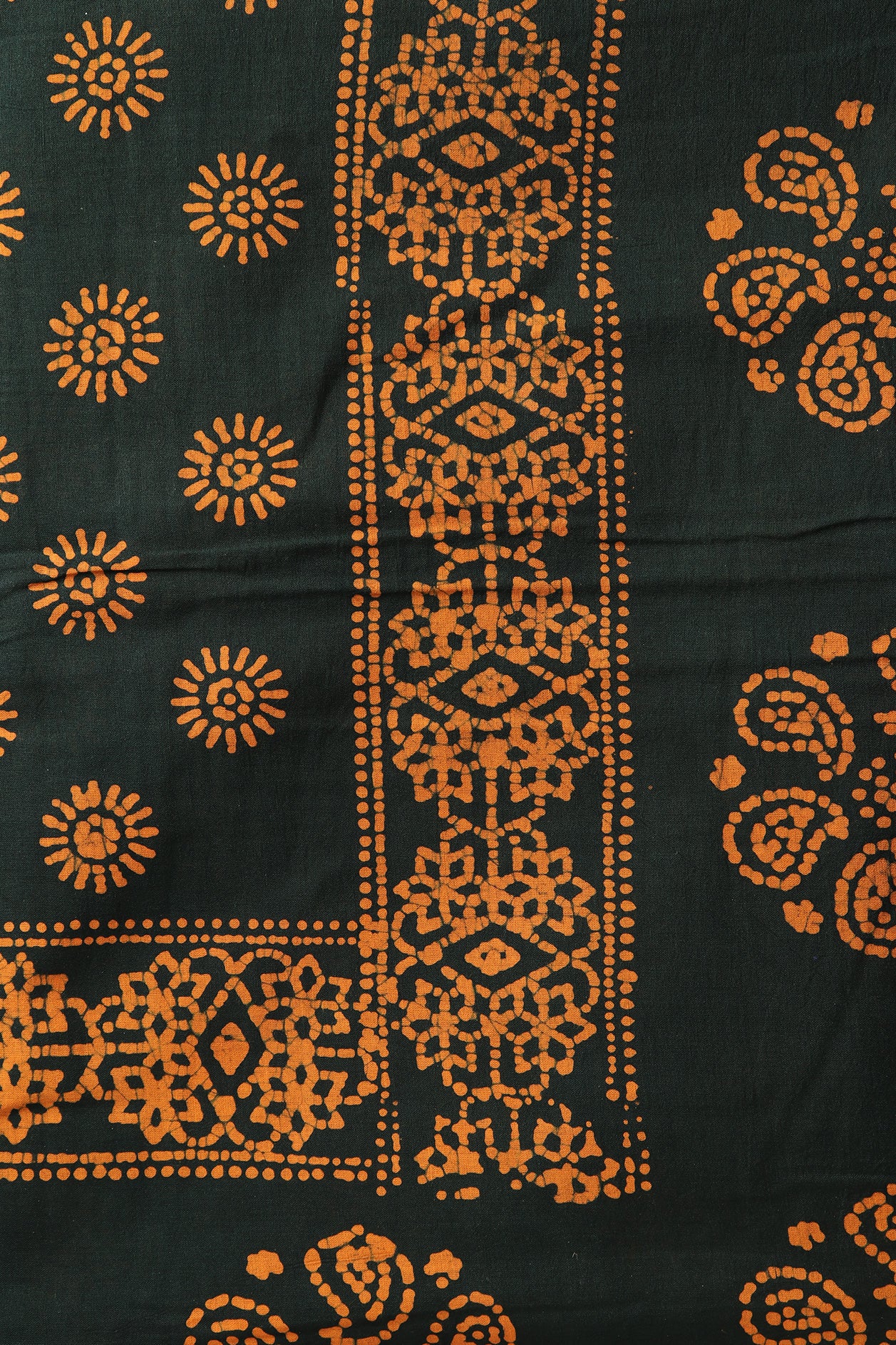 Batik Work With Dark Green Sungudi Cotton Saree