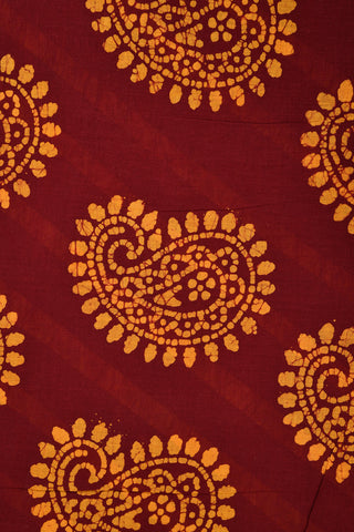 Batik Work With Dark Maroon Sungudi Cotton Saree