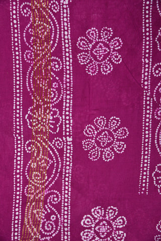 Batik Work With Dark Violet Sungudi Cotton Saree
