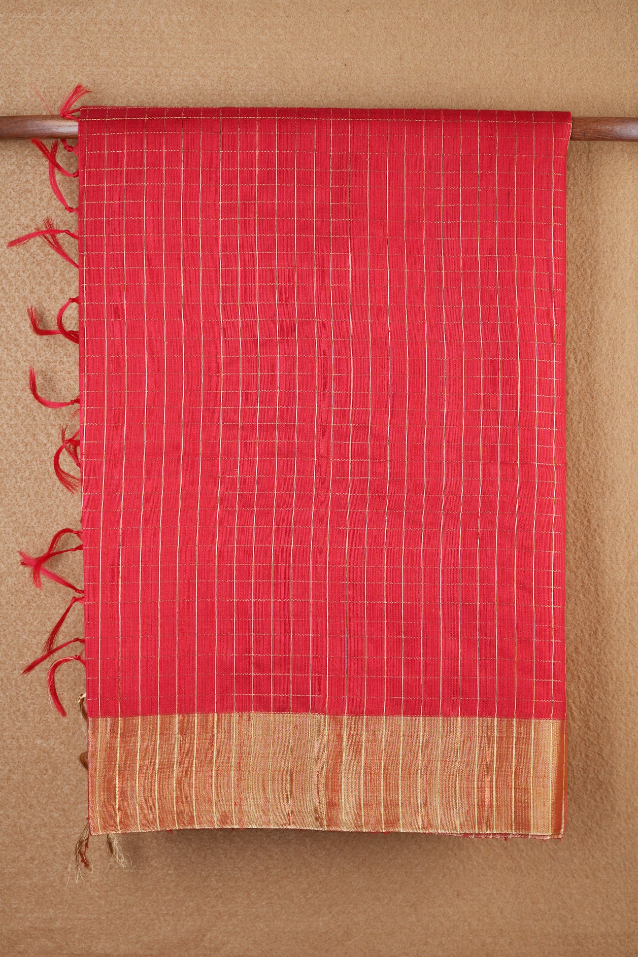 Bavanchi Border Chilli Red Raw Silk Saree