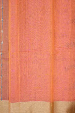 Bavanchi Border Coral Orange Kora Silk Cotton Saree