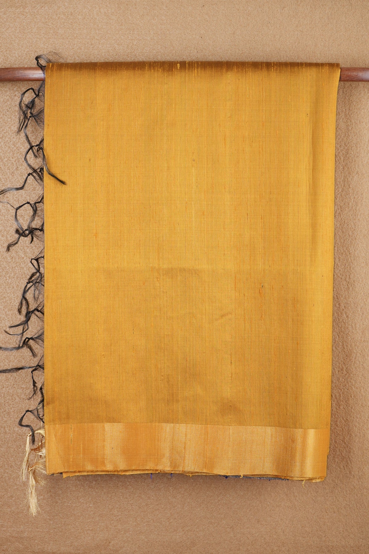 Bavanchi Border Plain Golden Yellow Raw Silk Saree