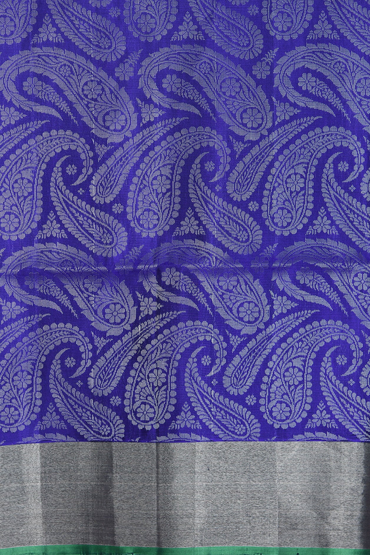 Bavanchi Border In Paisley Design Navy Blue Soft Silk Saree