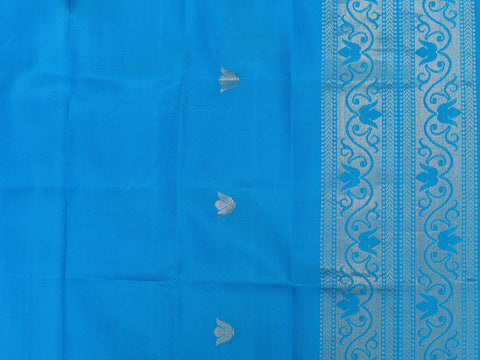 Bavanchi Border In Buttas Cerulean Blue Soft Silk Unstitched Salwar Material