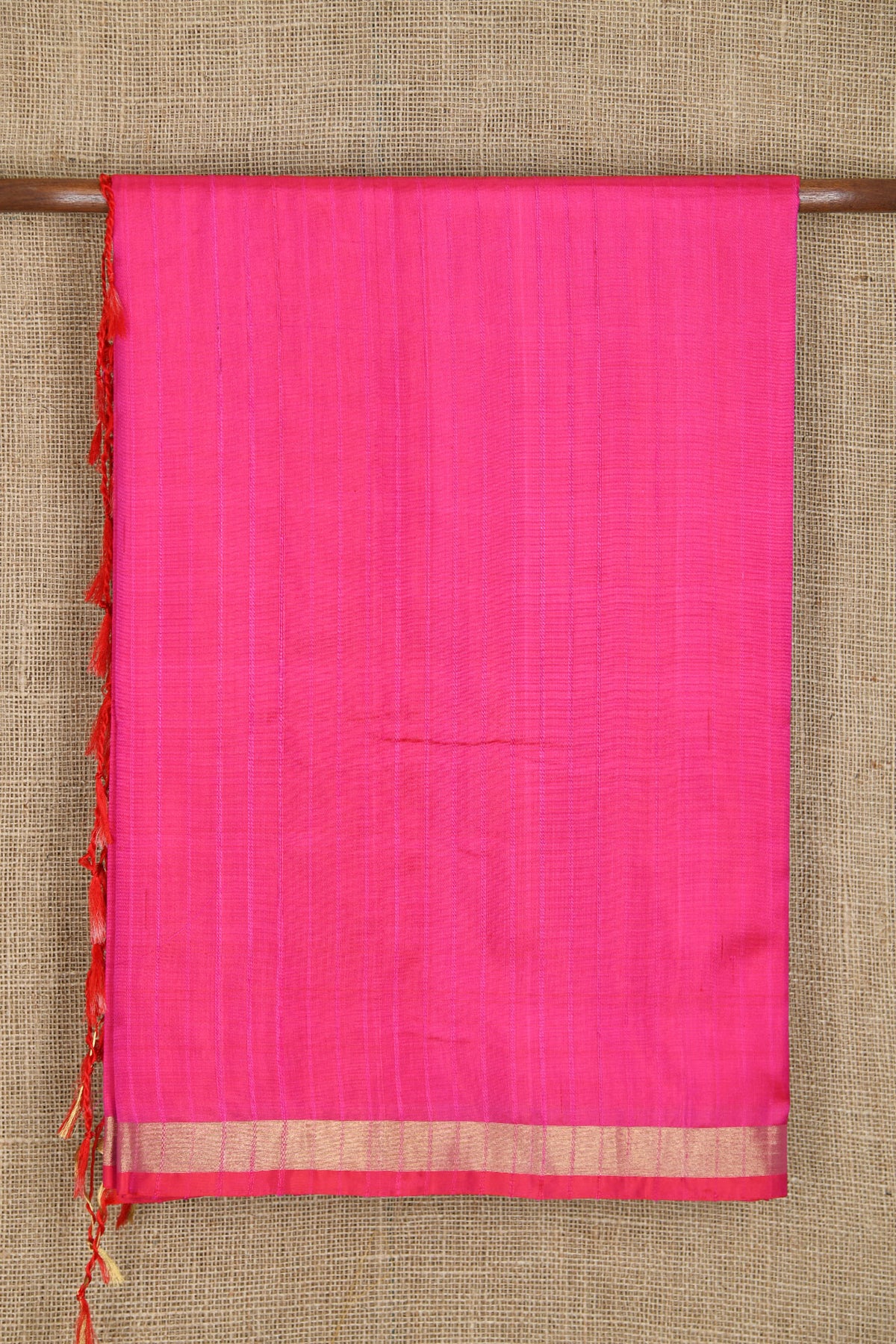 Bavanchi Border In Self Stripes Hot Pink Soft Silk Saree