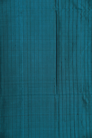 Bavanchi Border In Self Stripes Peacock Blue Soft Silk Saree