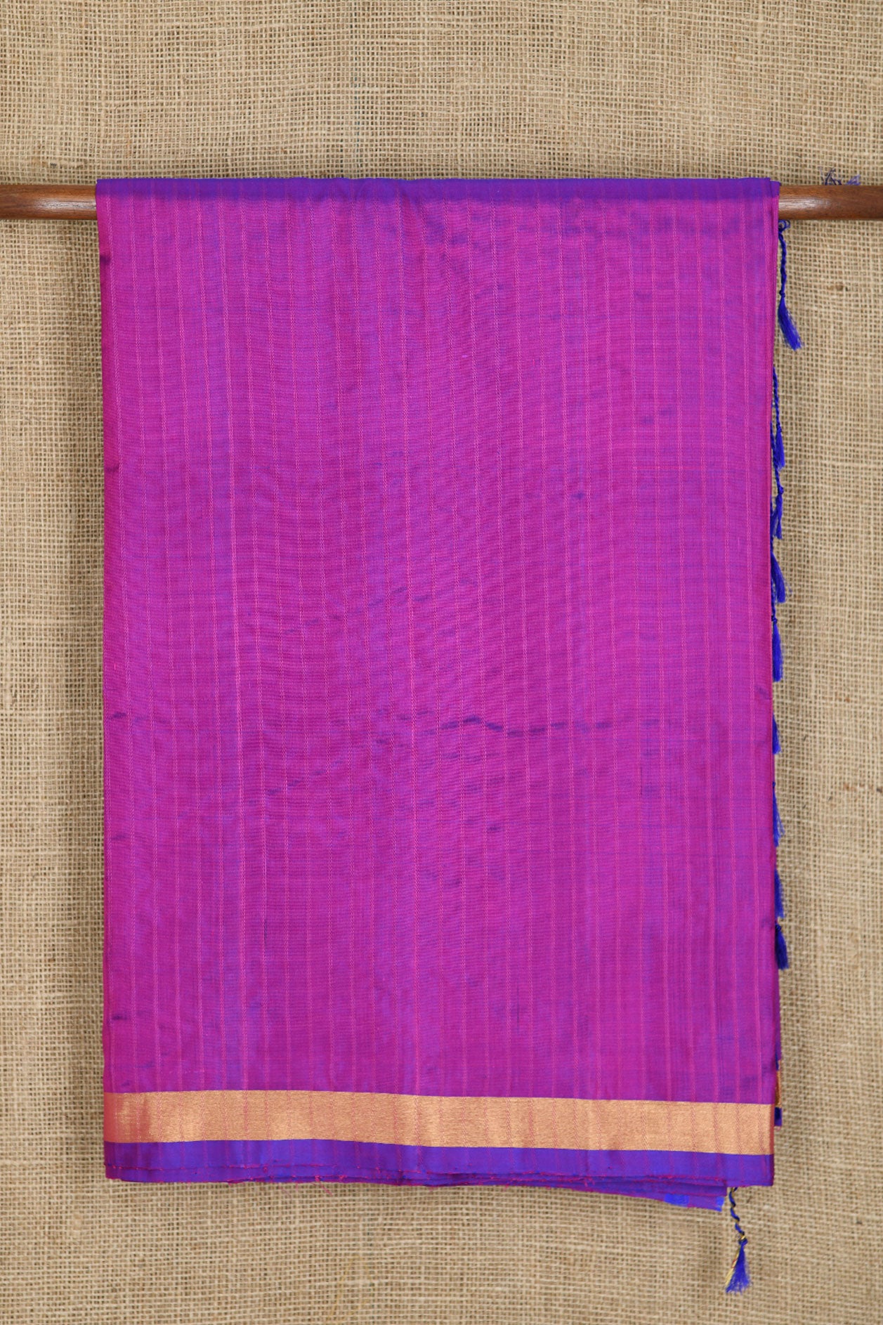 Bavanchi Border In Self Stripes Purple Soft Silk Saree