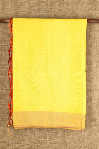 Bavanchi Border In Self Stripes Yellow Soft Silk Saree