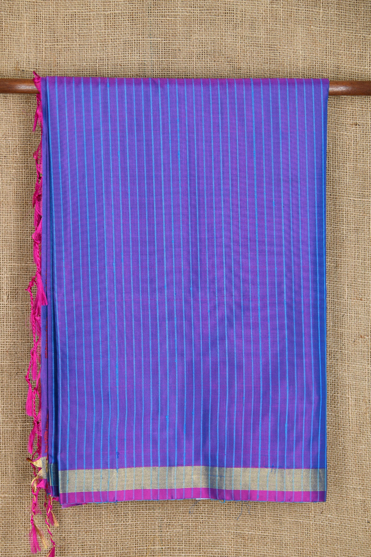 Bavanchi Border In Stripes Violet Soft Silk Saree