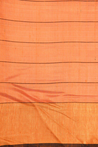 Bavanchi Border In Stripes Orange Tussar Jute Silk Saree