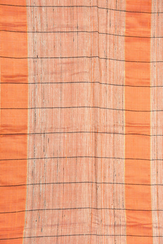 Bavanchi Border In Stripes Orange Tussar Jute Silk Saree
