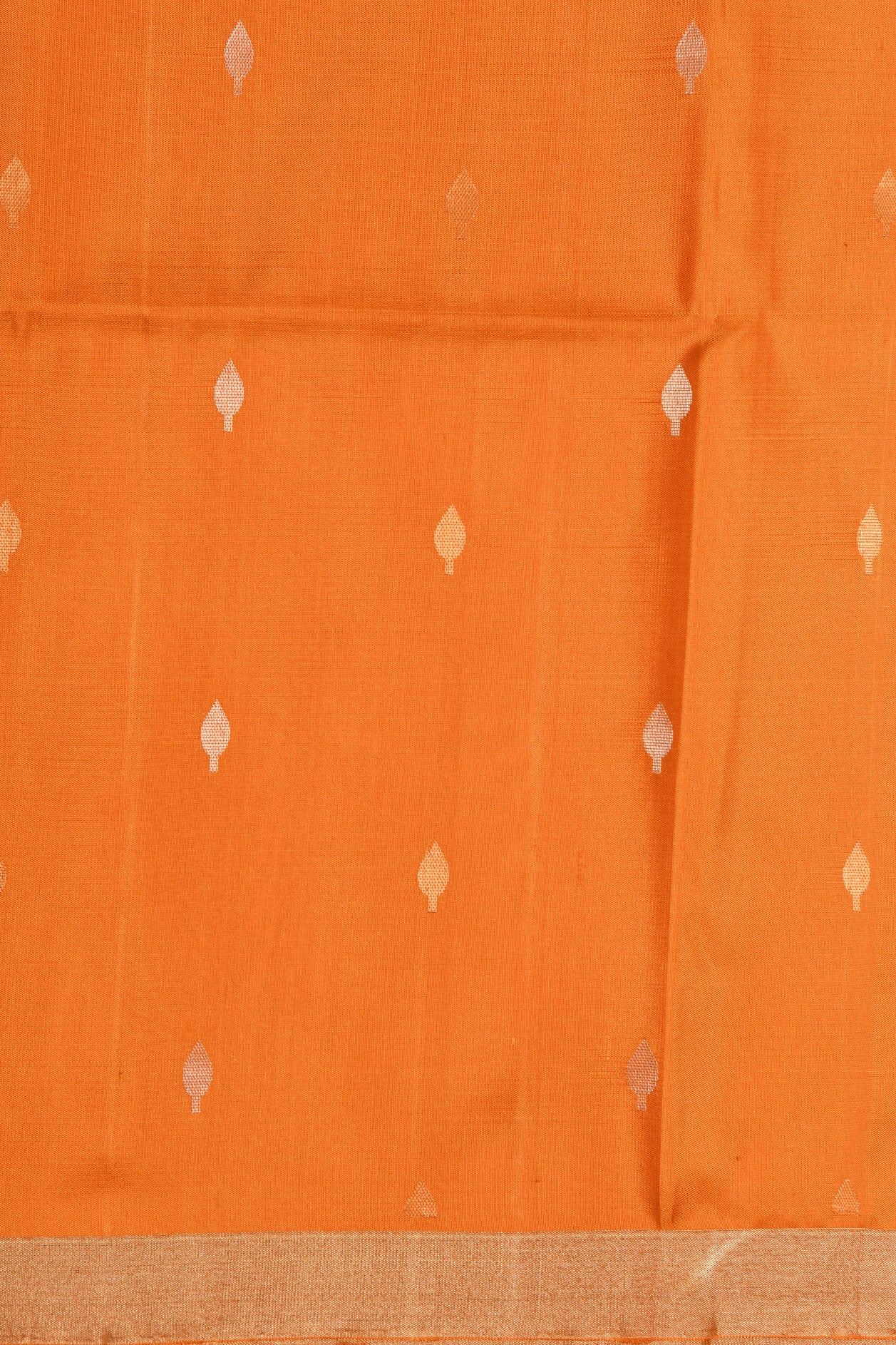 Bavanchi Border In Zari Bindi Buttis Bright Orange Soft Silk Saree