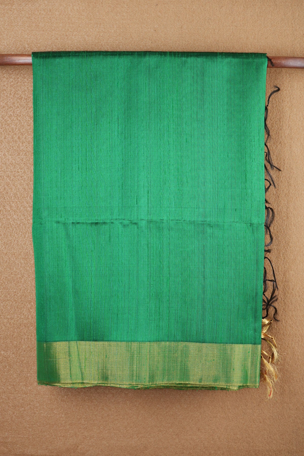 Bavanchi Border Plain Green Raw Silk Saree