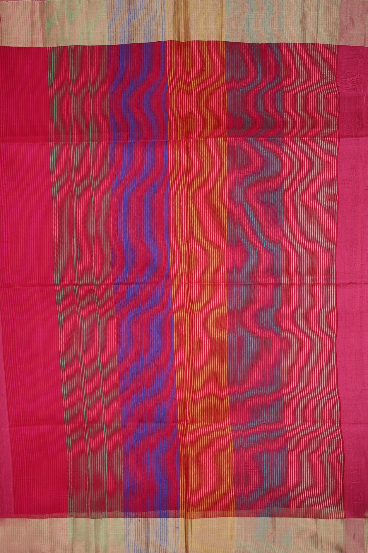 Bavanchi Border Plain Hot Pink Raw Silk Saree